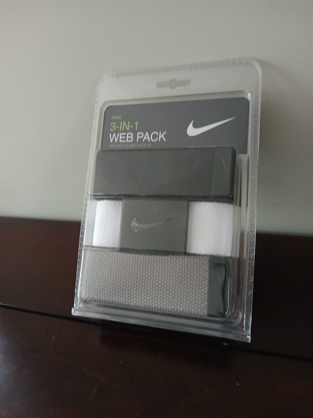 Nike 3-in-1 Web Pack Belts - Black, White, Gray